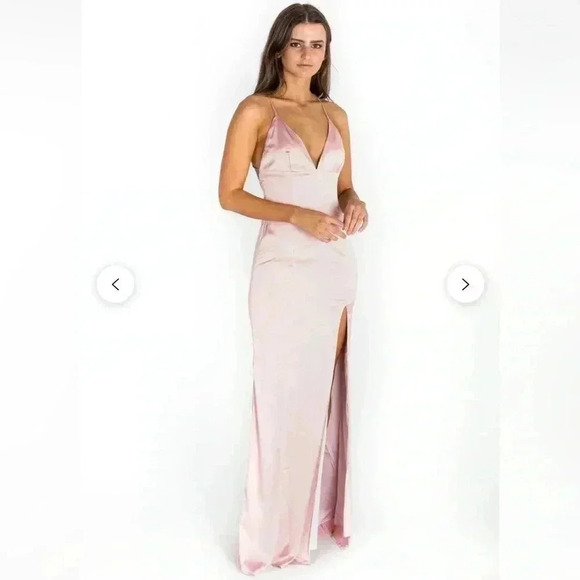 Meshki Elizabeth Satin Strappy Maxi Dress in Size Small - Picture 3 of 8